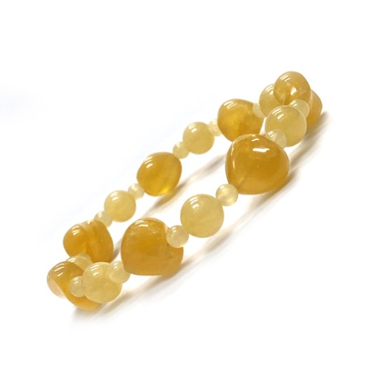 天然石 カービングハート アラゴナイトブレスレット  (25131)  17cm画像