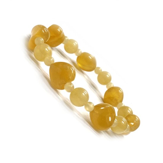 天然石 カービングハート アラゴナイトブレスレット  (25131)  17cm画像