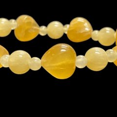 天然石 カービングハート アラゴナイトブレスレット  (25131)  17cm画像