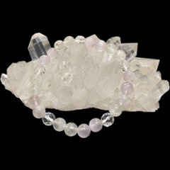 天然石 クンツァイト 水晶 ブレスレット  (15.5cm) 2608画像