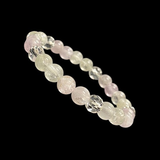 天然石 クンツァイト 水晶 ブレスレット  (15.5cm) 2608画像