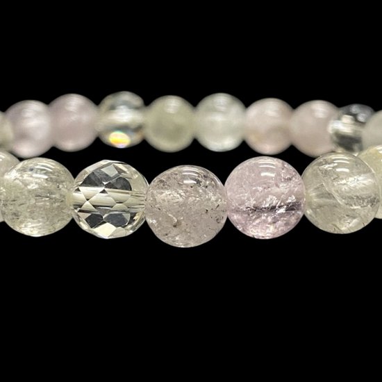 天然石 クンツァイト 水晶 ブレスレット  (15.5cm) 2608画像