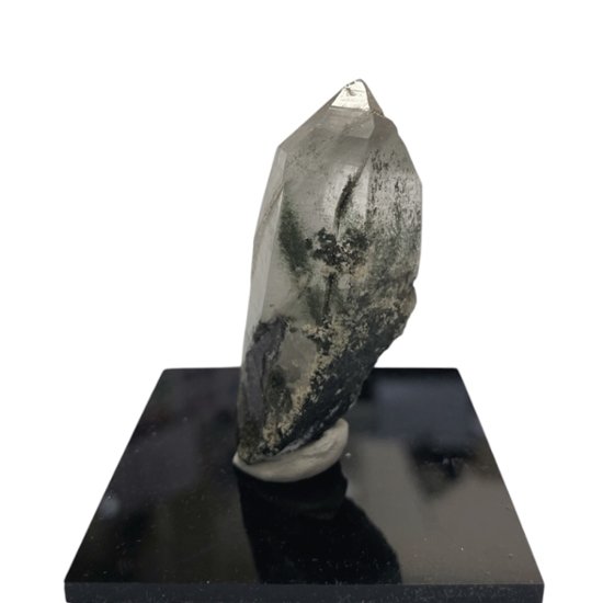 天然石  ガネーシュヒマール産  ヒマラヤ水晶 クラスター  クローライトINクォーツ（2645）プレート付き画像