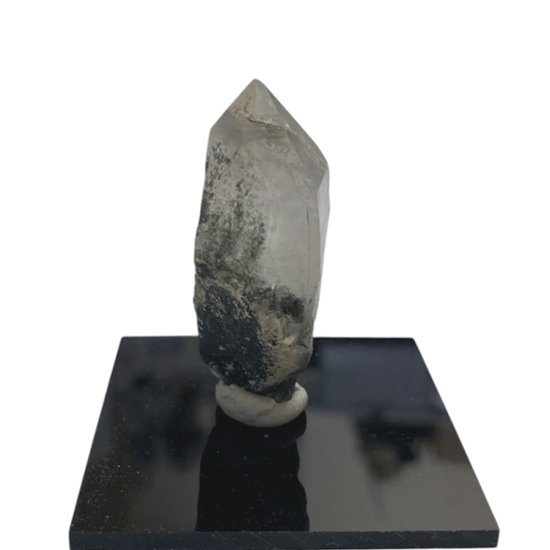 天然石  ガネーシュヒマール産  ヒマラヤ水晶 クラスター  クローライトINクォーツ（2645）プレート付き画像