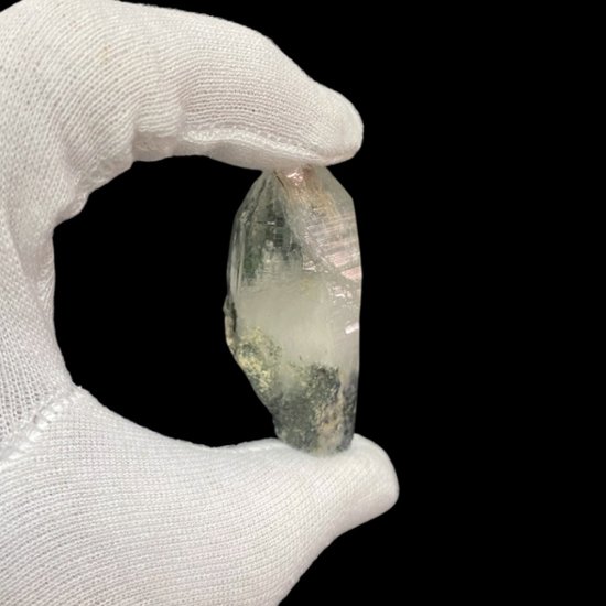 天然石  ガネーシュヒマール産  ヒマラヤ水晶 クラスター  クローライトINクォーツ（2645）プレート付き画像