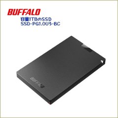 バッファロー　SSD-PG1.0U3-BC [ブラック]　｜容量1TBのSSD・コンパクト設計・USB端子から電源供給「バスパワー駆動」　の画像