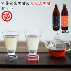 【2種類セット送料無料】黒酢・りんご黒酢セット 本場甕壺熟成 発芽玄米黒酢、りんご黒酢 各900mlの画像