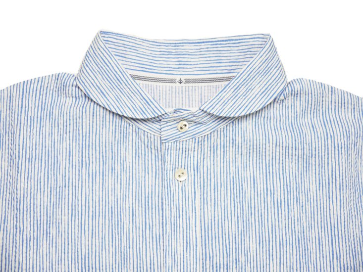 ランダムプリントストライプラウンドカラーシャツ　MADE IN JAPAM画像