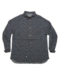 ランダムプリントストライプラウンドカラーシャツ　MADE IN JAPANの画像