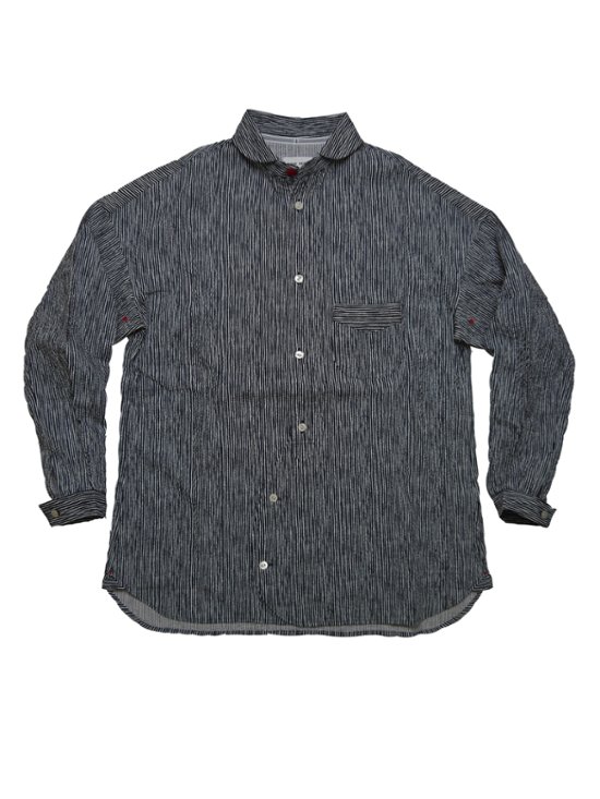 ランダムプリントストライプラウンドカラーシャツ　MADE IN JAPAN画像