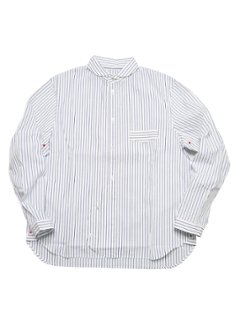ブロードストライプラウンドカラーシャツ　MADE IN　JAPANの画像