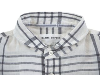 リネン大柄チェックラウンドカラーシャツ(MAIDE IN JAPAN)画像