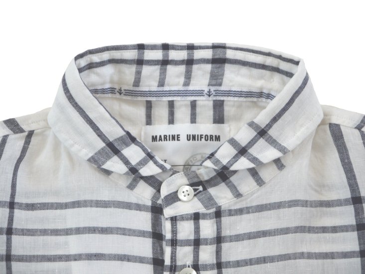 リネン大柄チェックラウンドカラーシャツ(MAIDE IN JAPAN)画像