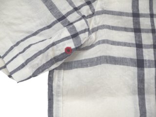 リネン大柄チェックラウンドカラーシャツ(MAIDE IN JAPAN)画像