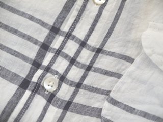 リネン大柄チェックラウンドカラーシャツ(MAIDE IN JAPAN)画像