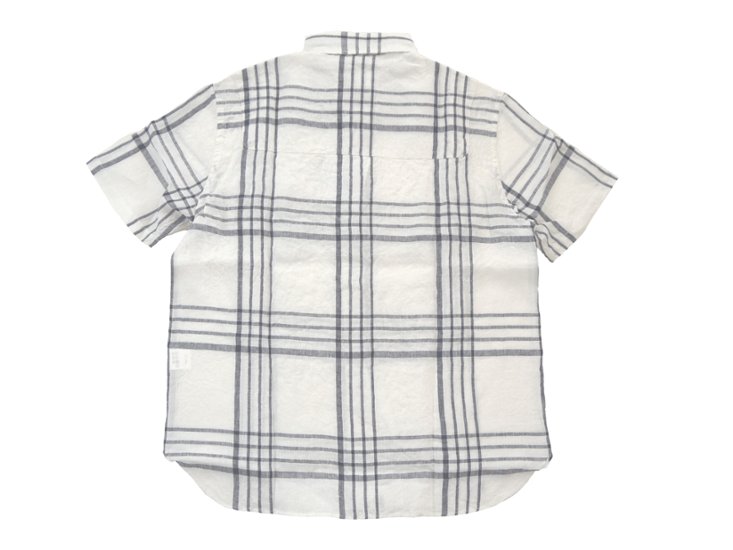 リネン大柄チェックラウンドカラーシャツ(MAIDE IN JAPAN)画像