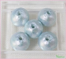 コットンパールRW大穴 10mm すくも藍 CP-1 4個入りの画像