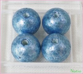 コットンパールRW大穴 12mm すくも藍 CP-5 4個入りの画像