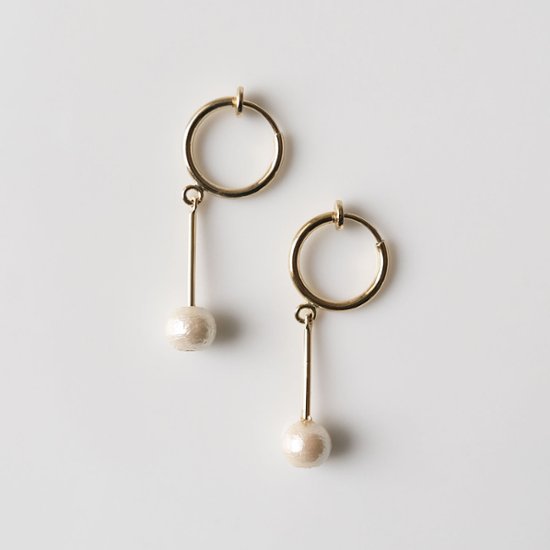 コットンパールとパーのフープイヤリング画像