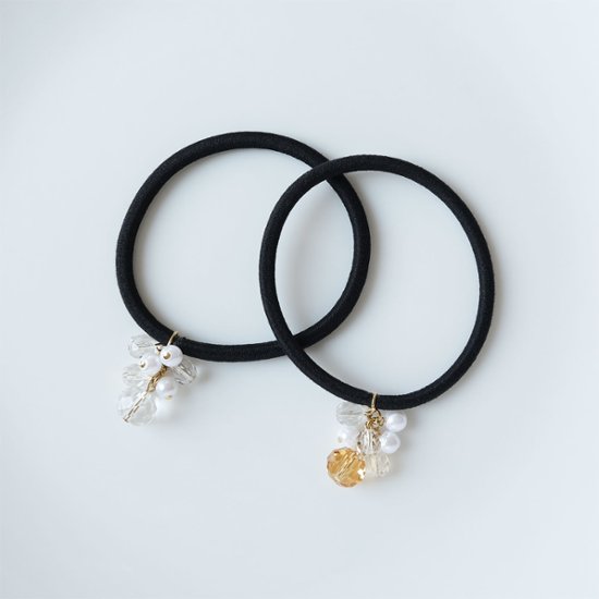 様々な形のビーズのヘアゴム画像