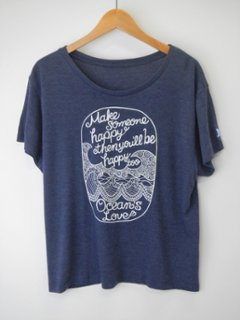 【レディース】Make HappyワイドTシャツ ネイビー画像