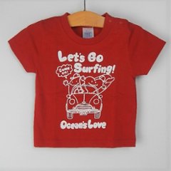 【キッズ】Let's Go Surfing Tシャツ レッドの画像