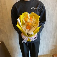 ドライフラワーおまかせ花束 Mサイズ オレンジ系画像