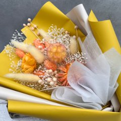 ドライフラワーおまかせ花束 Mサイズ オレンジ系画像