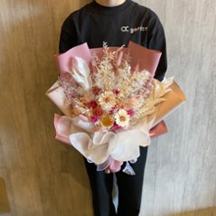 ドライフラワーおまかせ花束 DXサイズ ピンク系画像