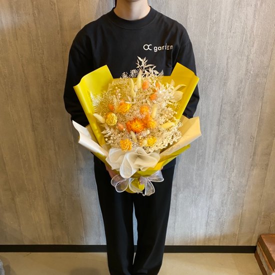 ドライフラワーおまかせ花束 Lサイズ オレンジ系画像