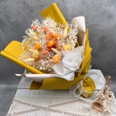 ドライフラワーおまかせ花束 Lサイズ オレンジ系の画像