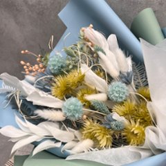 ドライフラワーおまかせ花束 Lサイズ ブルー系画像
