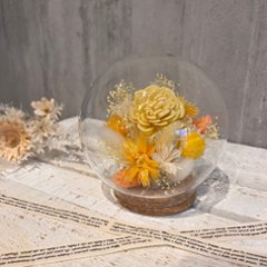 ドライフラワーガラスドーム　イエローの画像
