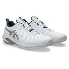 アシックス プレステージネオ ワイド【100.ホワイト/ピュア シルバー】オムニ・クレー用 1043A029 テニスシューズの画像