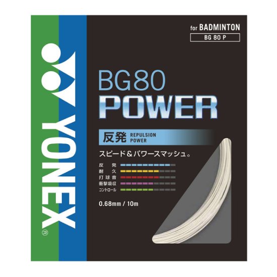ヨネックス ＢＧ８０パワー 10m単張り BG80P バドミントンガット画像