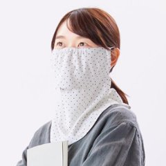 ヤケーヌ ピンドット 面ファスナー留め UVカット フェイスカバー マスク画像