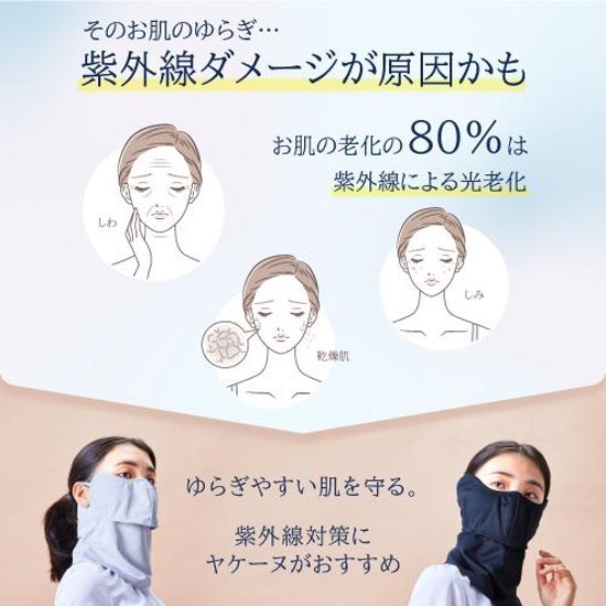 ヤケーヌ 目尻プラス 耳カバー付き スナップボタン留め UVカット フェイスカバー マスク画像