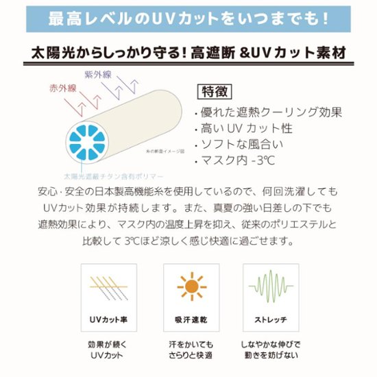 ヤケーヌ 目尻プラス スナップボタン留め UVカット フェイスカバー マスク画像