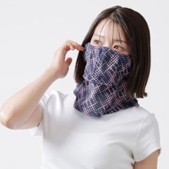 ヤケーヌ 爽クール ネオン スナップボタン留め UVカット フェイスカバー マスク画像