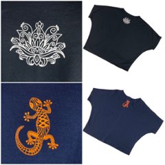 ドルマンスリーブカットソー　Tシャツ　蓮柄　トカゲ柄画像