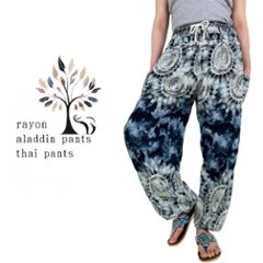 アラジンパンツ　タイパンツ　ウエストゴムヒモ　お部屋着　タイマッサージ　ヨガ　パジャマ　【4160柄】の画像