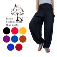 アラジンパンツ　タイパンツ　レーヨン　部屋着　ヨガ　タイマッサージ　男女兼用　【無地】シャーリングタイプの画像