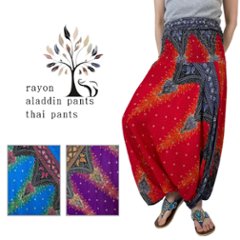 サルエルパンツ　タイパンツ　レーヨン　ヨガ　サロペット2Way　男女兼用　お部屋着　パジャマ　【220柄】　の画像