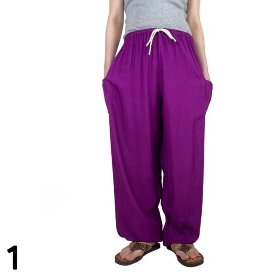 アラジンパンツ　タイパンツ　ウエストゴムヒモ　お部屋着　タイマッサージ　ヨガ　パジャマ　無地画像