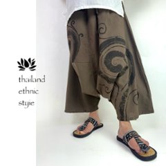 袴サルエルパンツ　ワイド　ビッグポケット　渦巻き　タイパンツ　ゆったり　男女兼用　2色画像