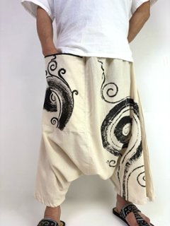 袴サルエルパンツ　ワイド　ビッグポケット　渦巻き　タイパンツ　ゆったり　男女兼用　2色画像