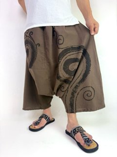 袴サルエルパンツ　ワイド　ビッグポケット　渦巻き　タイパンツ　ゆったり　男女兼用　2色画像