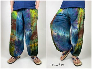アラジンパンツ　タイパンツ　レーヨン　タイダイ　バルーン　男女兼用　２色　アソート画像