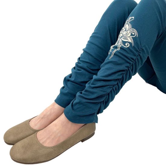 くしゅくしゅレギンス　すそくしゅくしゅタイプ　蓮柄プリント画像