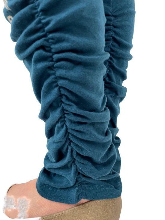 くしゅくしゅレギンス　すそくしゅくしゅタイプ　蓮柄プリント画像